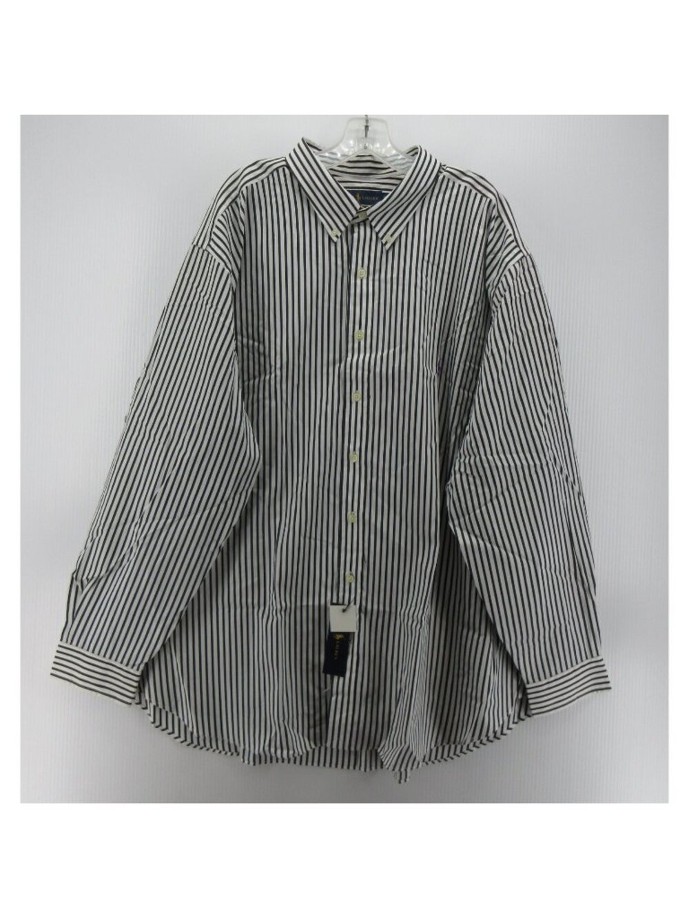Ralph Lauren Shirt 3XB Big White Button Down Striped Woven Pony Logo